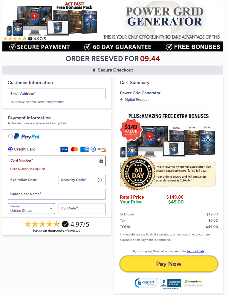 Power Grid Generator official website secure checkout page